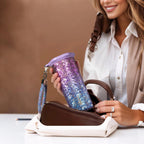 Pure Titanium Coffee Tumbler with Straw – Aurora Ice-Crystal Pattern (Cold-Insulated)500 ml/16.91 fl oz