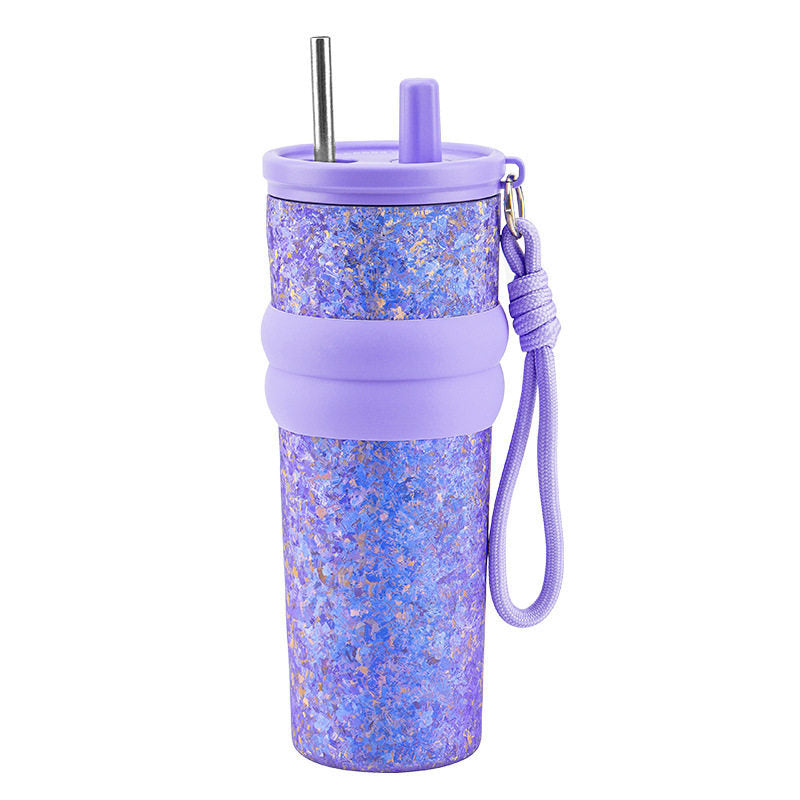 Titanium Crystal Gradient Car Tumbler with Straw 710 ml/24.01 fl oz