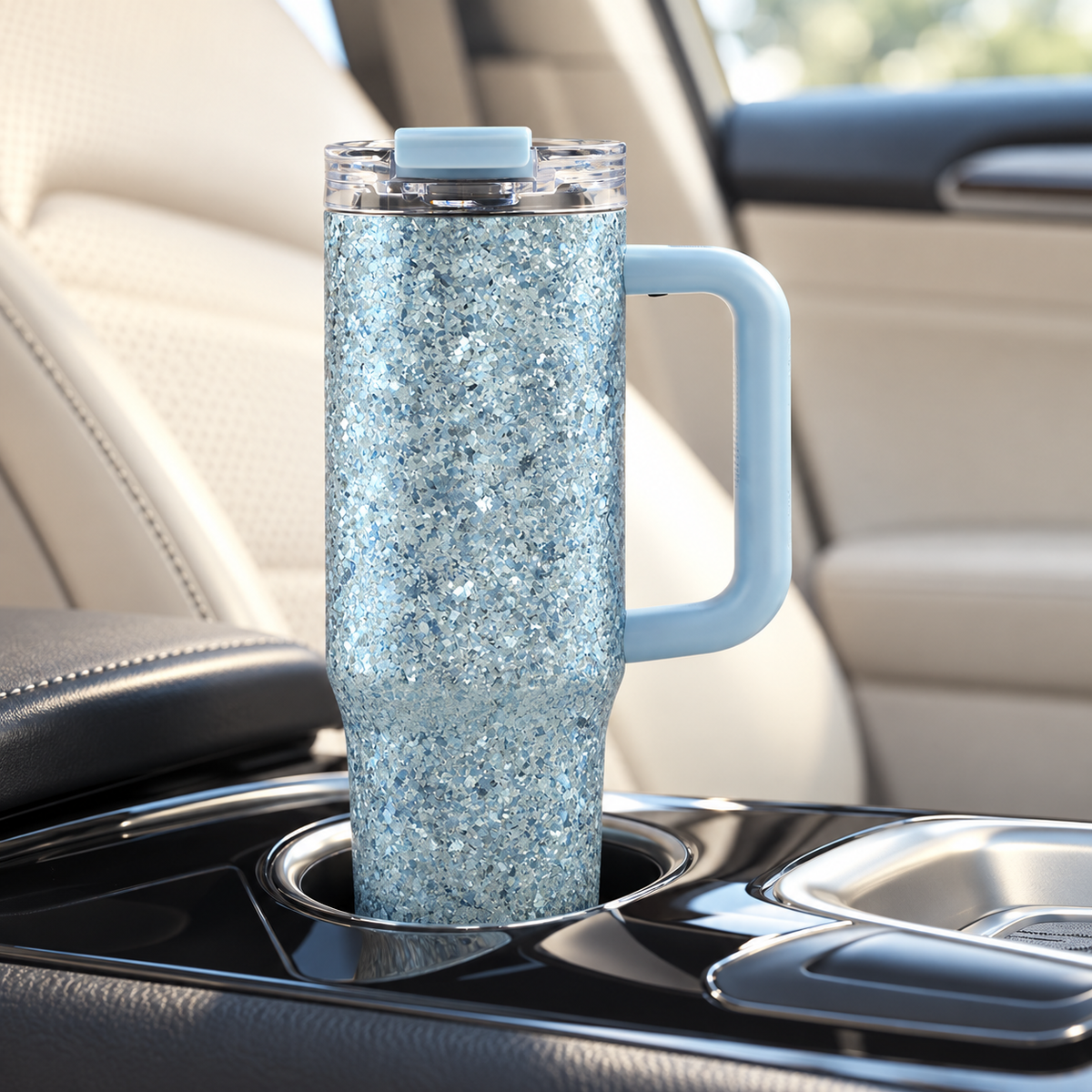 Pure Titanium Crystal-Texture Car Tumbler 930 ml/31.45 fl oz