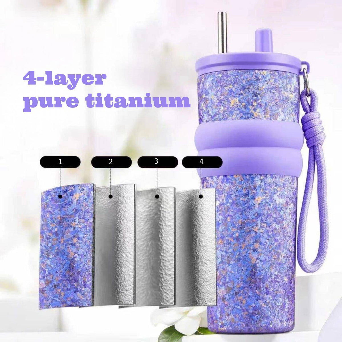 Titanium Crystal Gradient Car Tumbler with Straw 710 ml/24.01 fl oz