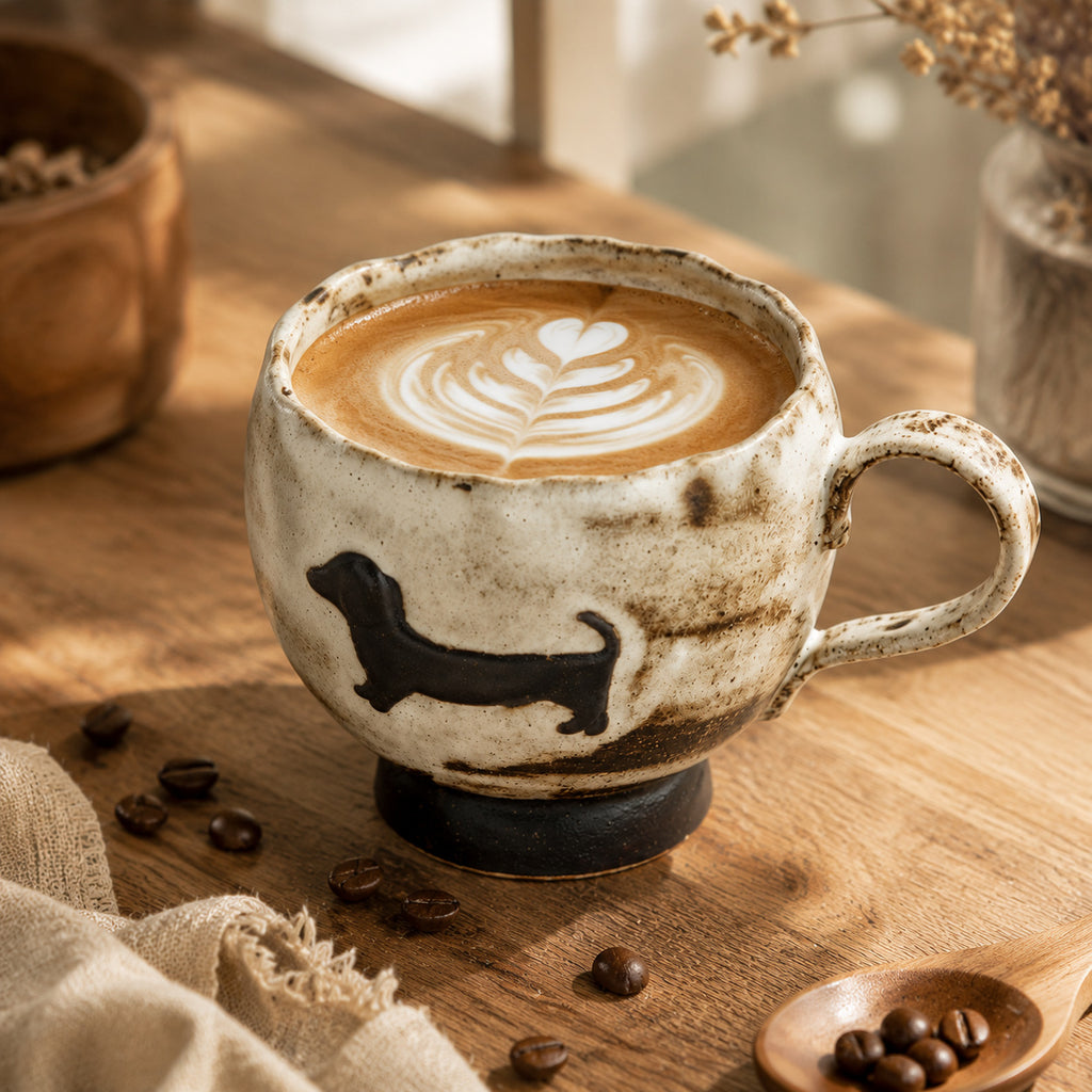 Hand-Painted Stoneware Dachshund Ceramic Mug 250 ml/8.45 fl oz
