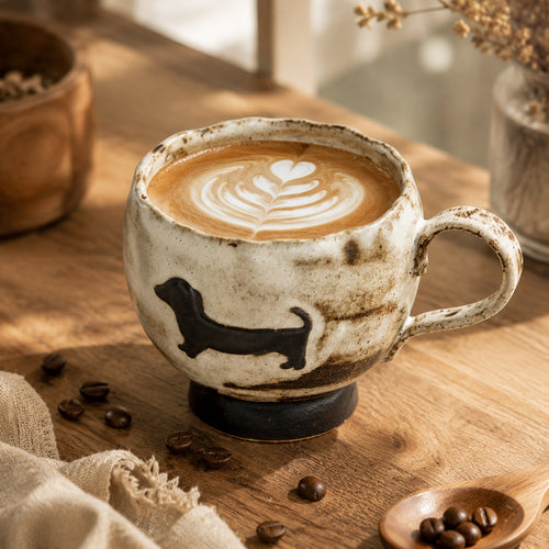 Hand-Painted Stoneware Dachshund Ceramic Mug 250 ml/8.45 fl oz