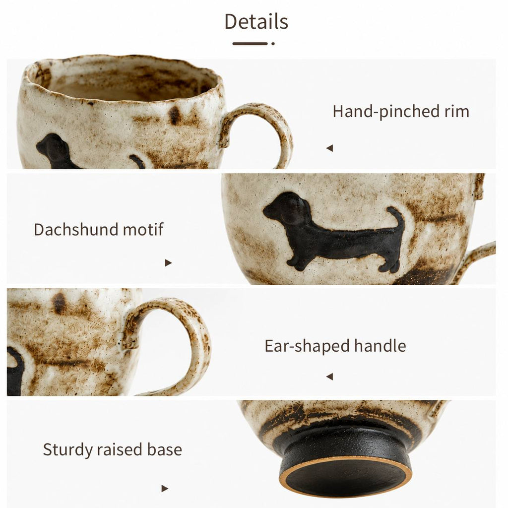 Hand-Painted Stoneware Dachshund Ceramic Mug 250 ml/8.45 fl oz