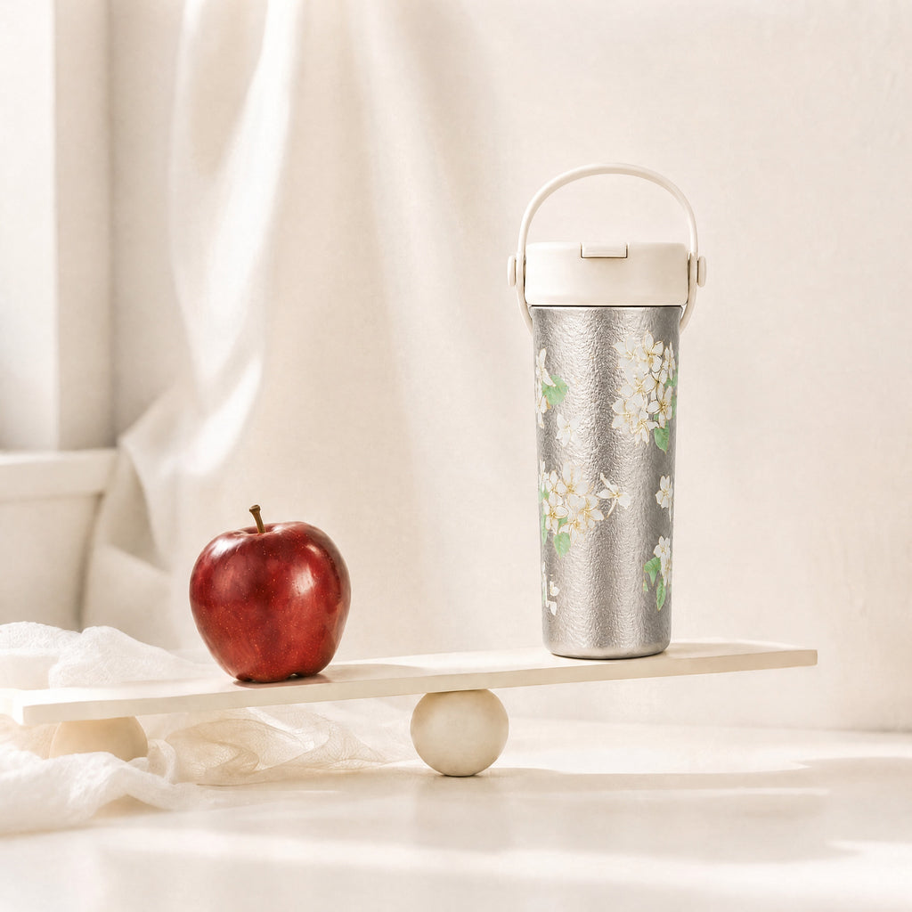 Pure Titanium Insulated Tumbler with Gardenia Pattern 500 ml/16.91 fl oz