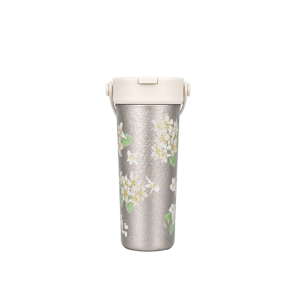 Pure Titanium Insulated Tumbler with Gardenia Pattern 500 ml/16.91 fl oz