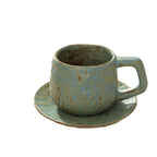 Handmade Stoneware Polka Dot Ceramic Coffee Mug  and saucer set 250 ml/8.45 fl oz