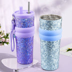 Titanium Crystal Gradient Car Tumbler with Straw 710 ml/24.01 fl oz