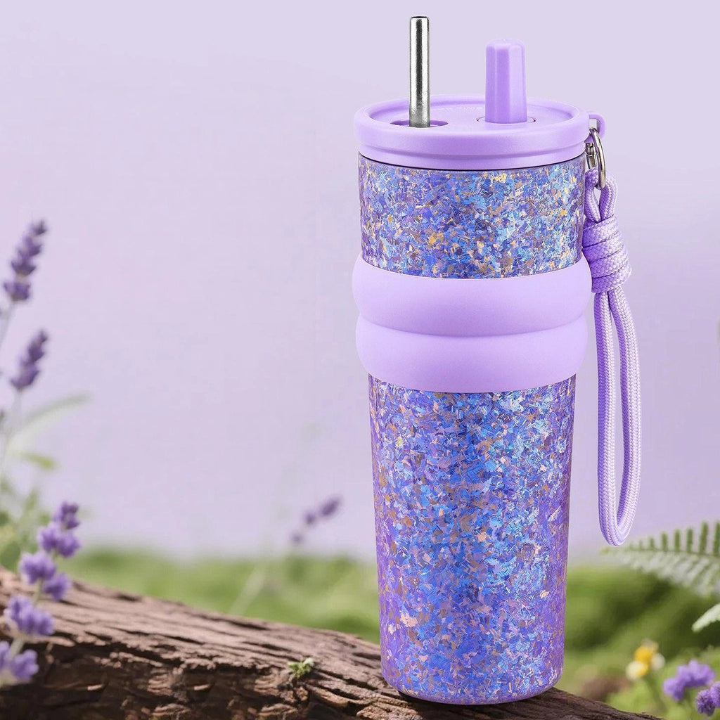 Titanium Crystal Gradient Car Tumbler with Straw 710 ml/24.01 fl oz