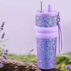 Titanium Crystal Gradient Car Tumbler with Straw 710 ml/24.01 fl oz