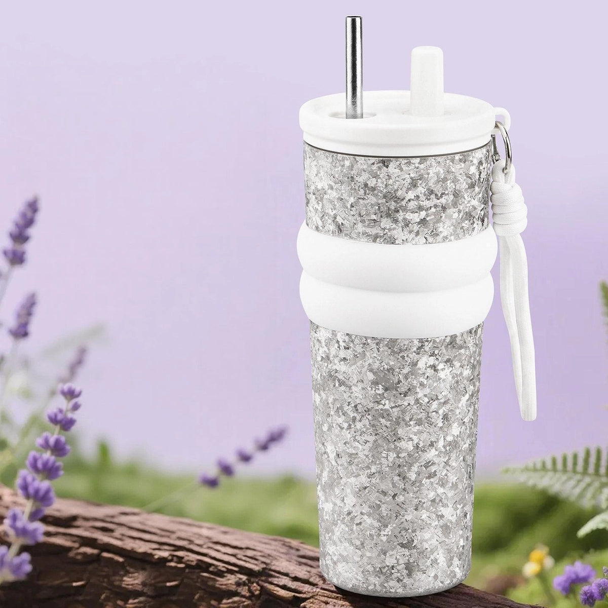 Titanium Crystal Gradient Car Tumbler with Straw 710 ml/24.01 fl oz