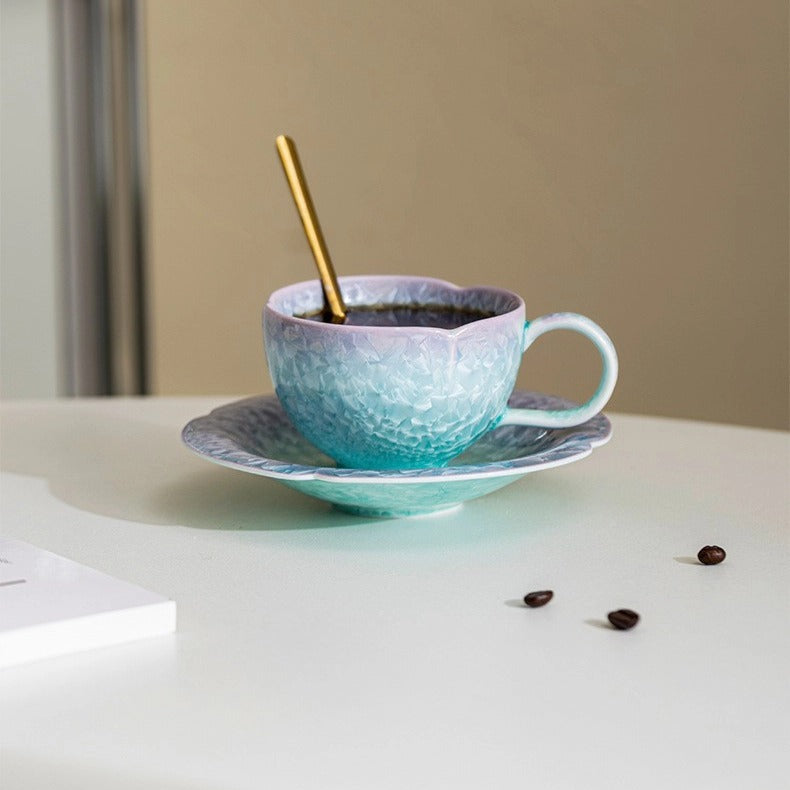 Crystalline Glaze Ceramic Coffee Cup with Kiln-Transmutation Effects 200 ml/6.76 fl oz