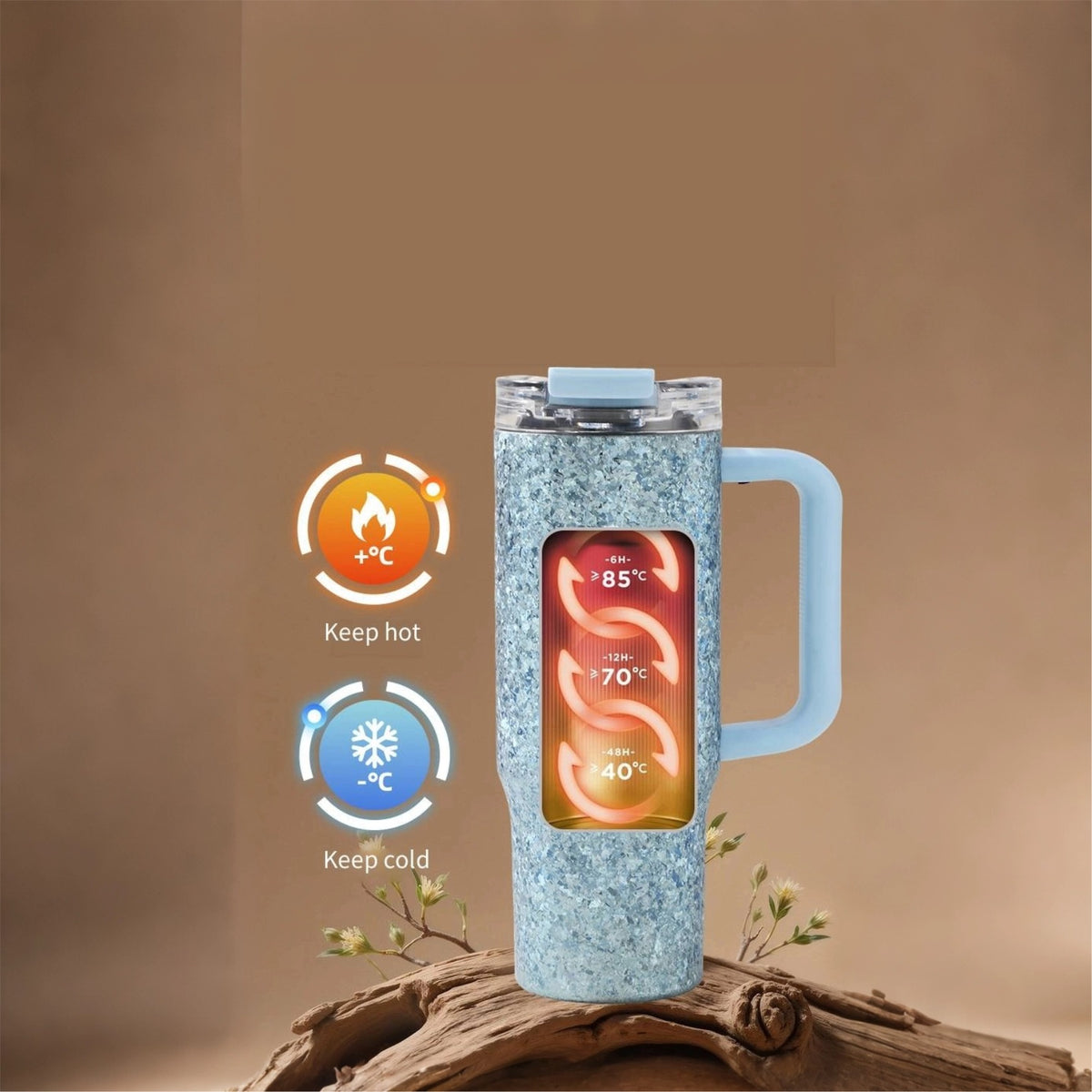 Pure Titanium Crystal-Texture Car Tumbler 930 ml/31.45 fl oz