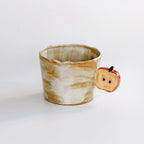 Vintage Half-Apple Handle Handmade Ceramic Coffee Cup and Saucer Set 250 ml/8.45 fl oz