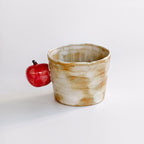Vintage Half-Apple Handle Handmade Ceramic Coffee Cup and Saucer Set 250 ml/8.45 fl oz