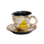 Vintage Pear Handmade Ceramic Coffee Cup and Saucer Set 250 ml/8.45 fl oz