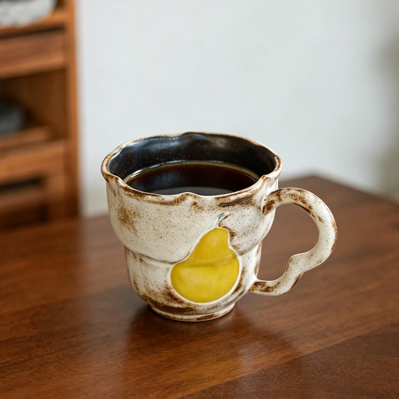Vintage Pear Handmade Ceramic Coffee Cup and Saucer Set 250 ml/8.45 fl oz