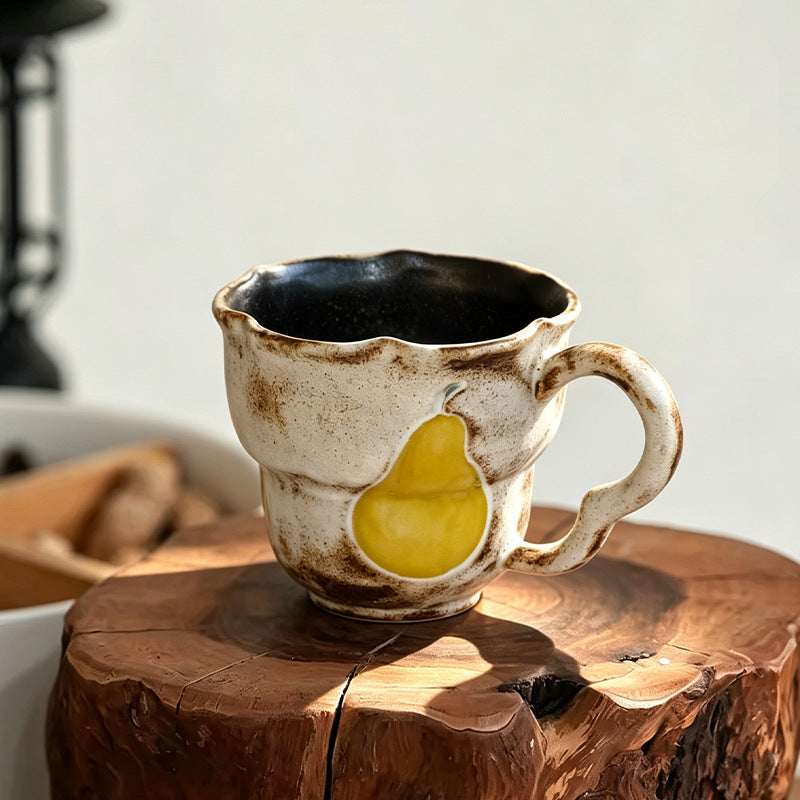 Vintage Pear Handmade Ceramic Coffee Cup and Saucer Set 250 ml/8.45 fl oz