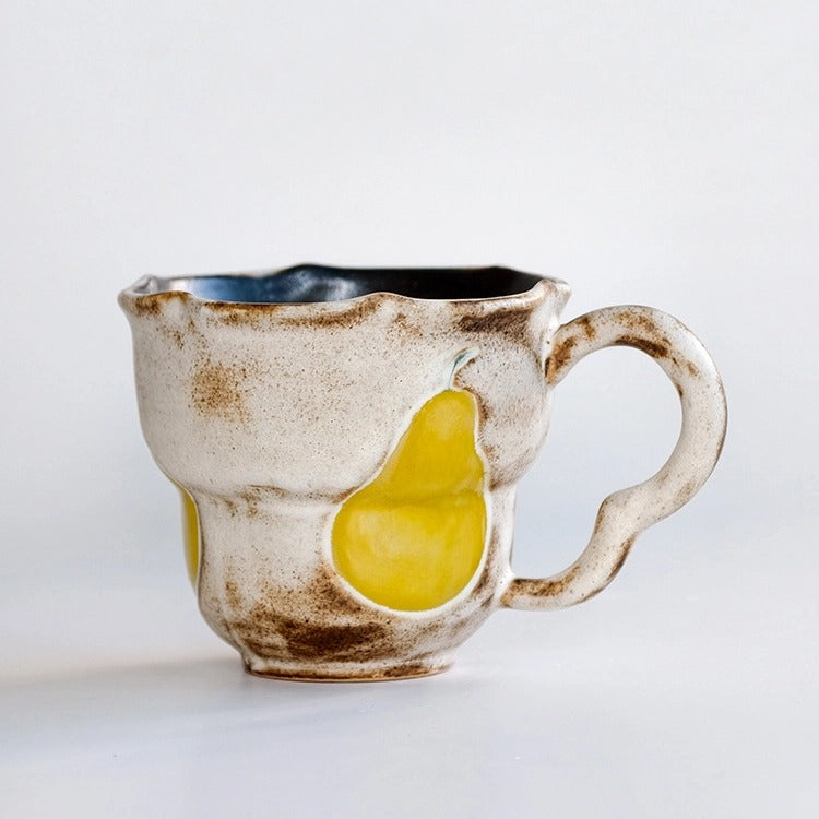 Vintage Pear Handmade Ceramic Coffee Cup and Saucer Set 250 ml/8.45 fl oz