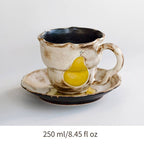 Vintage Pear Handmade Ceramic Coffee Cup and Saucer Set 250 ml/8.45 fl oz