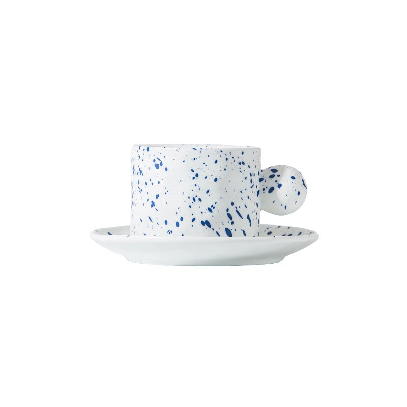 Klein Blue Polka-Dot Ceramic Mug and Saucer Set 400 ml/13.53 fl oz