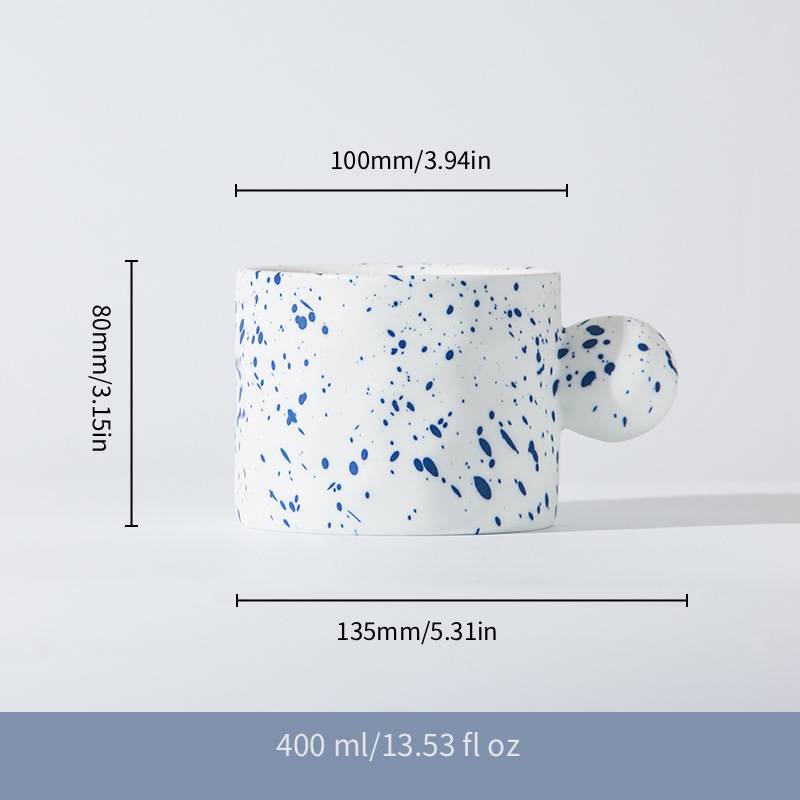 Klein Blue Polka-Dot Ceramic Mug and Saucer Set 400 ml/13.53 fl oz