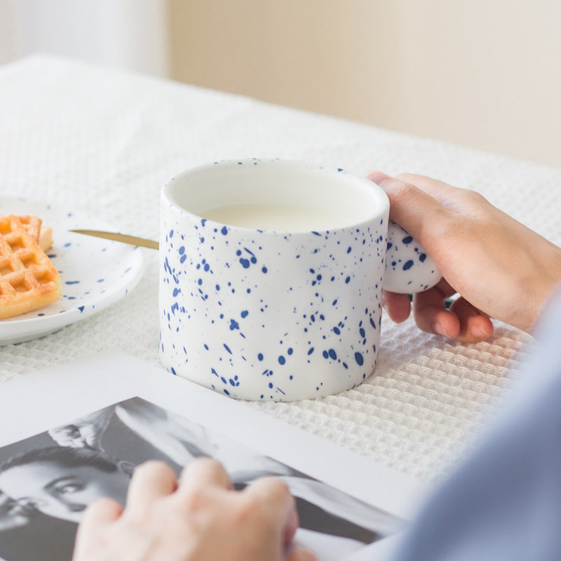 Klein Blue Polka-Dot Ceramic Mug and Saucer Set 400 ml/13.53 fl oz