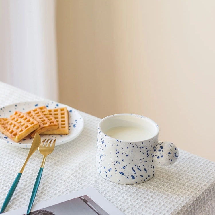 Klein Blue Polka-Dot Ceramic Mug and Saucer Set 400 ml/13.53 fl oz