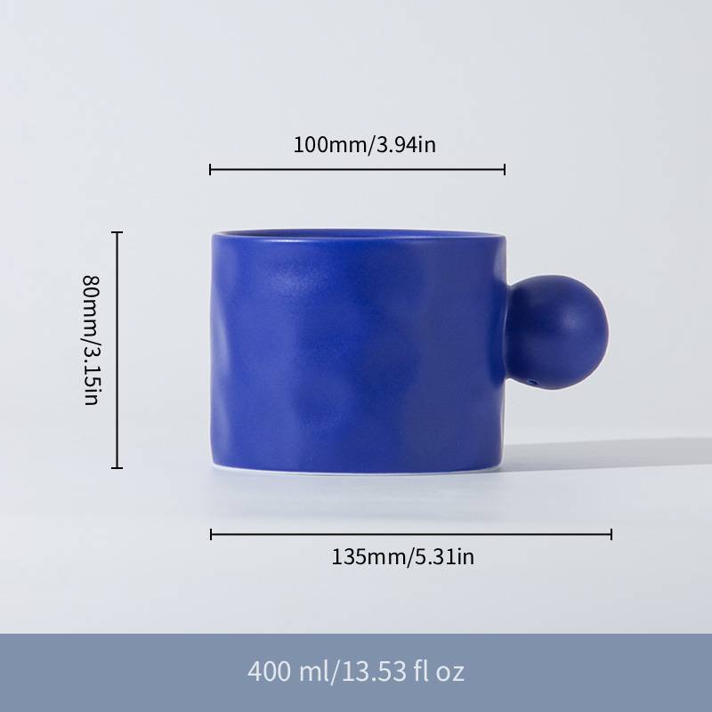 Klein Blue Polka-Dot Ceramic Mug and Saucer Set 400 ml/13.53 fl oz