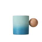 Ceramic Mug with a gradient-pattern wooden ball handle 200 ml/6.76 fl oz